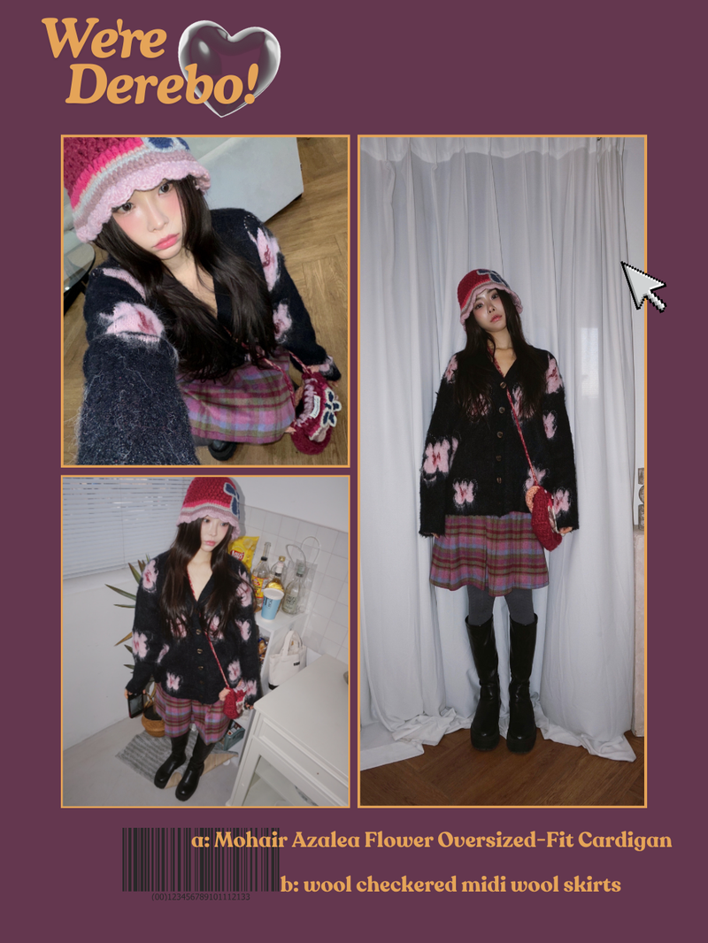 Hot Pink Knit Flower Bunk Hat & Bag Set