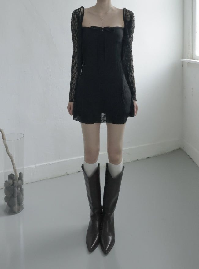 Muse Embossed See-through Lace Cardigan