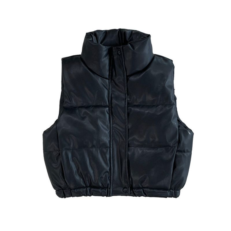 Leather crop string padding vest