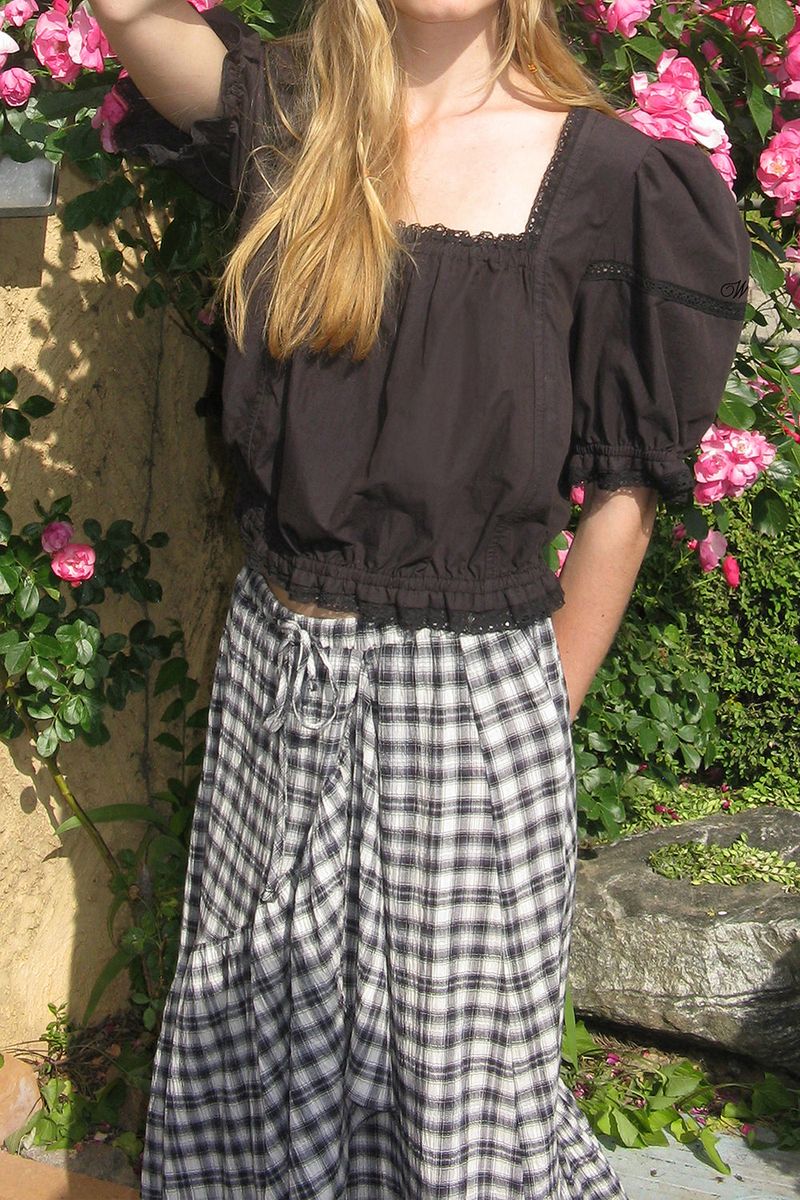 Ruffle long skirt_check