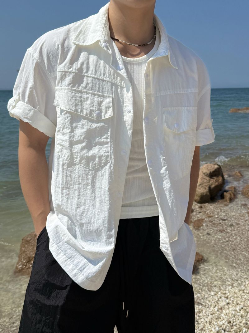 Nylon roll-up western shirt