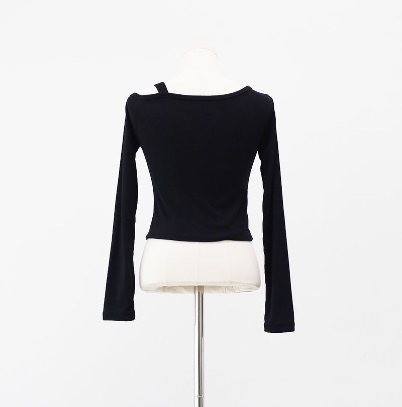 Lush Asymmetrical One-Shoulder Snap T-shirt