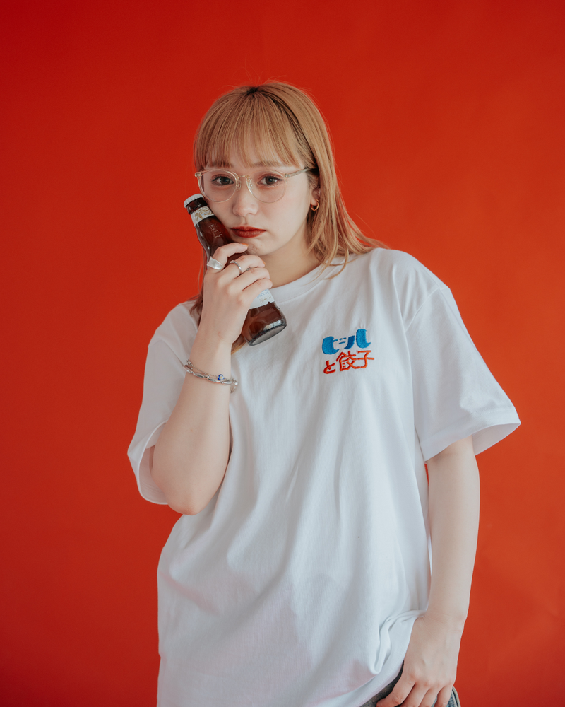 ふくだビールと餃子刺繍Tshirt
