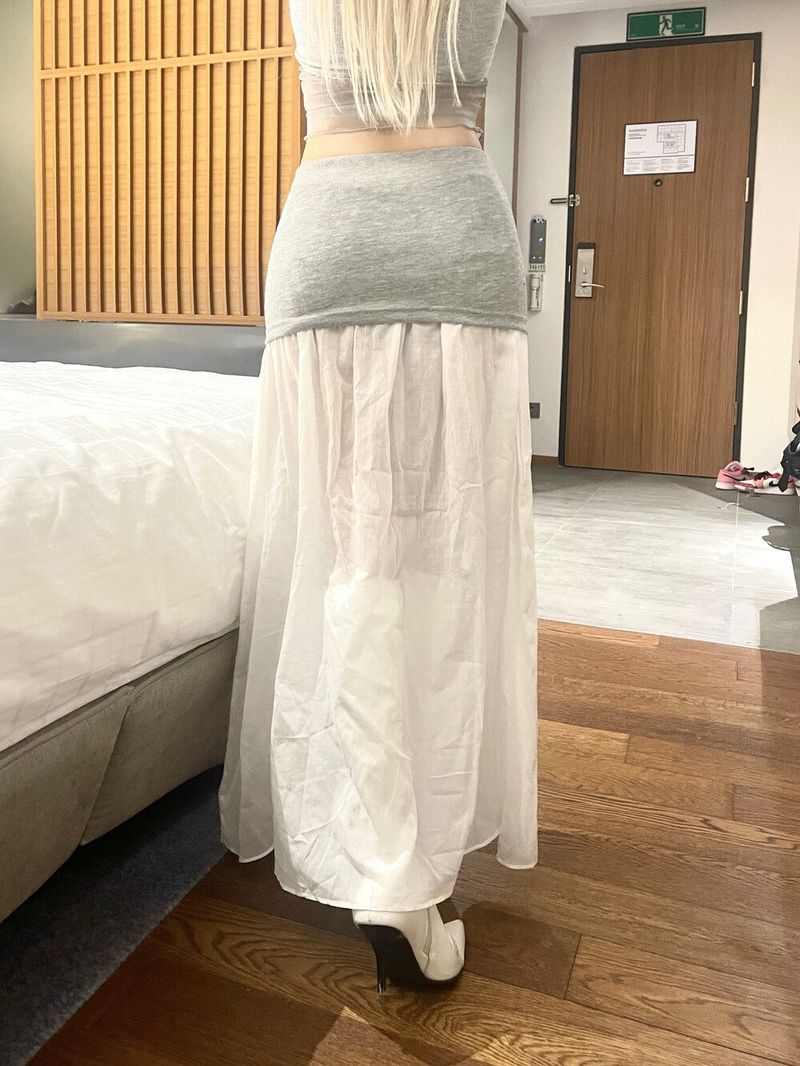 1200. Pocket layered long sk (3color)