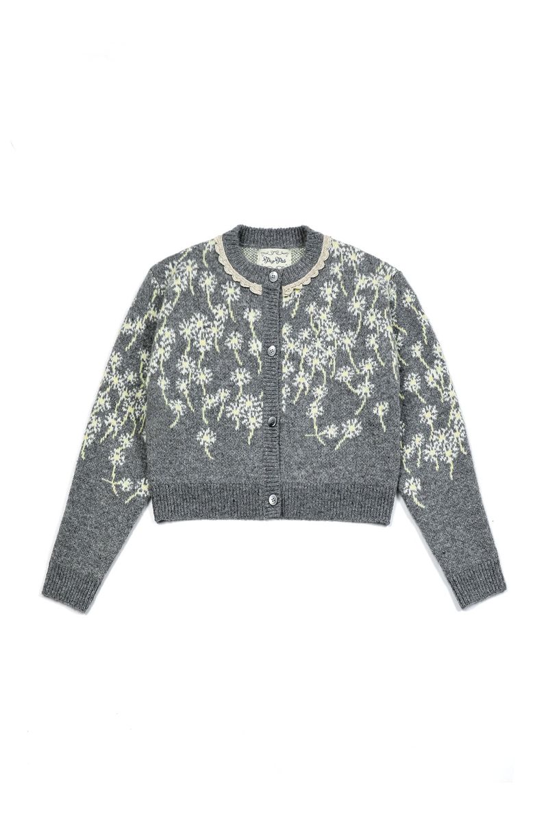 POPPALS（ポップパルズ）の「Flower Wool Cardigan [Gray]（Tops）」