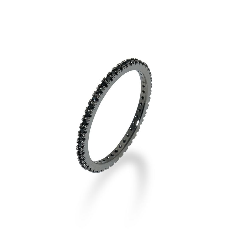 [S925] 1MM Black Tennis Rilng (black silver)