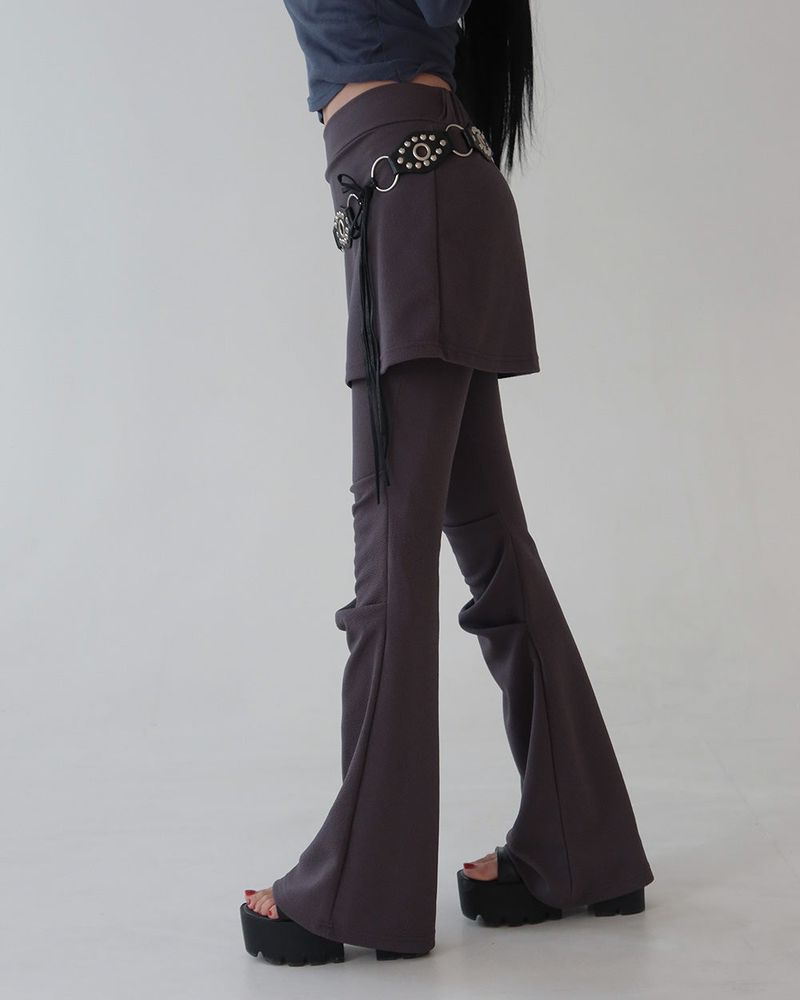 Crew Shirring Skirt Layered Bootcut Pants