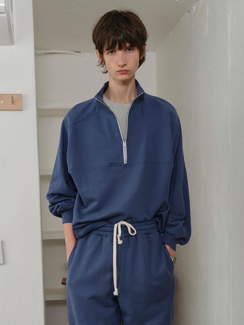 HALF ZIP SWEAT SHIRT BLUE