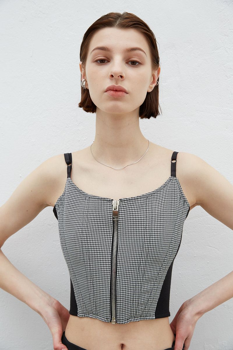 HOUNDSTOOTH CORSET SLEEVELESS