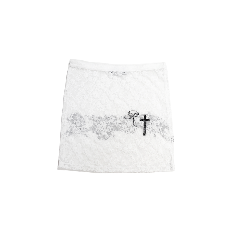 R CROSS LACE SKIRT