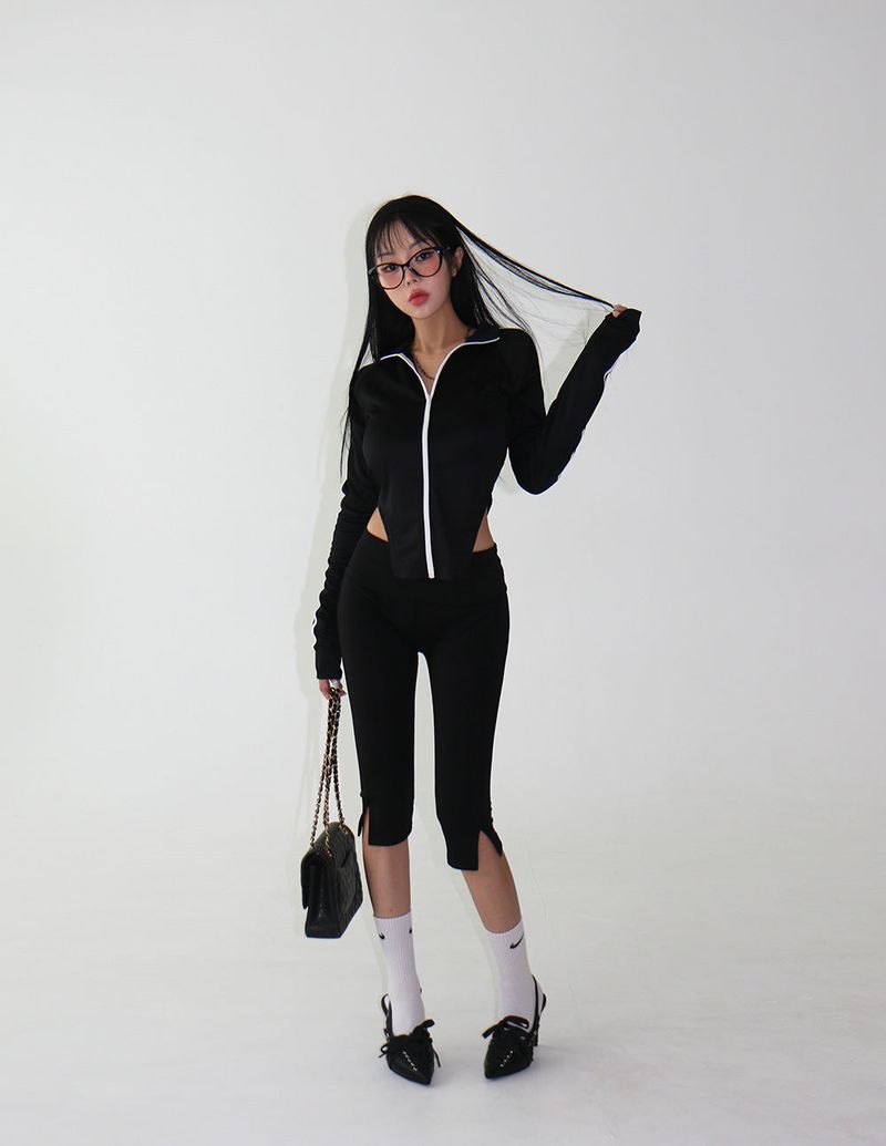 Track Cut-Out Slim Fit Zip-Up