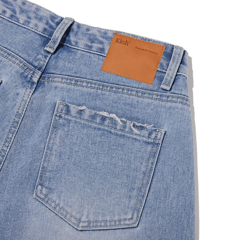 DAMAGE HALF DENIM PANTS [LIGHT BLUE]
