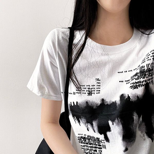 E-Tion lettering short-sleeved T-shirt