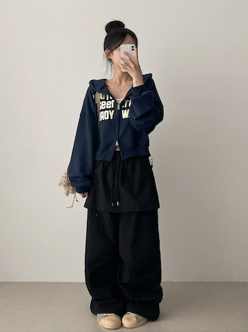 Log banding layered pocket skirt pants