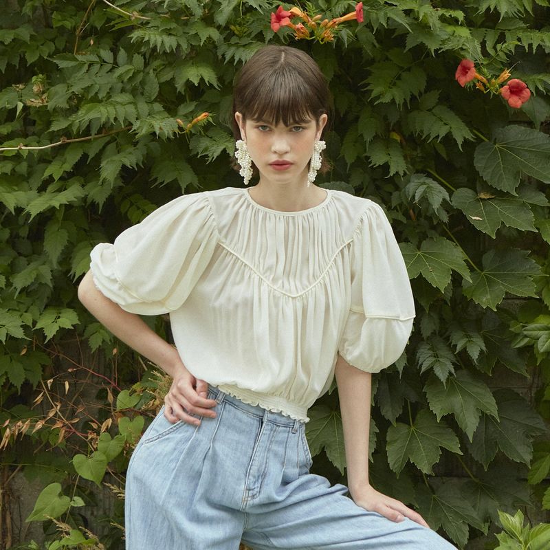 VITALSIGN（バイタルサイン）の「[LINE] Pipping Shirring Blouse（Tops）」