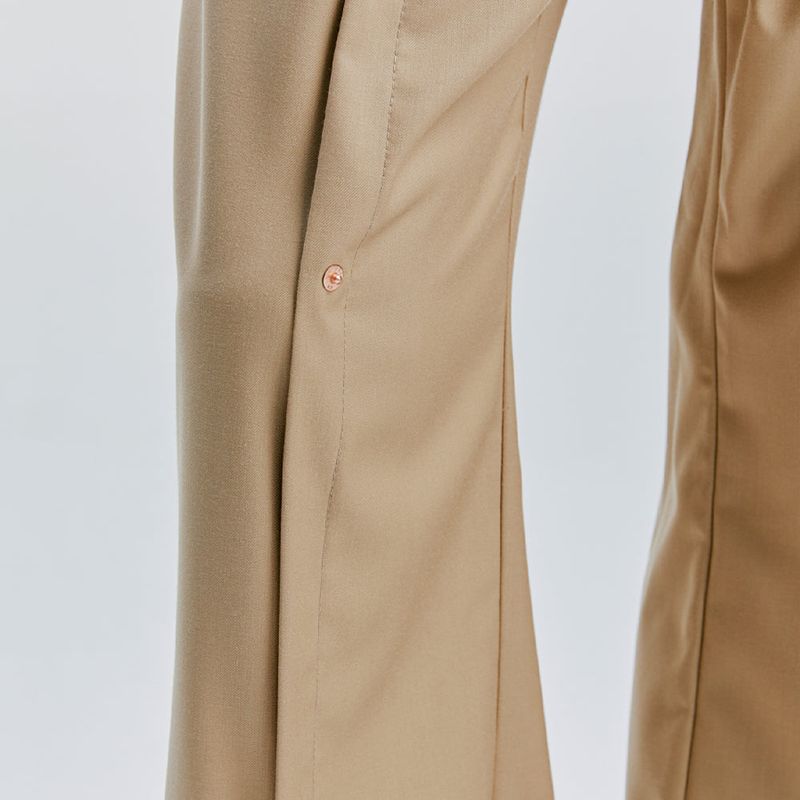 rivet wide flare banding slacks beige