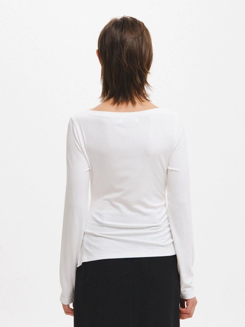 DRAPE SHIRRING LONG SLEEVE T-SHIRT