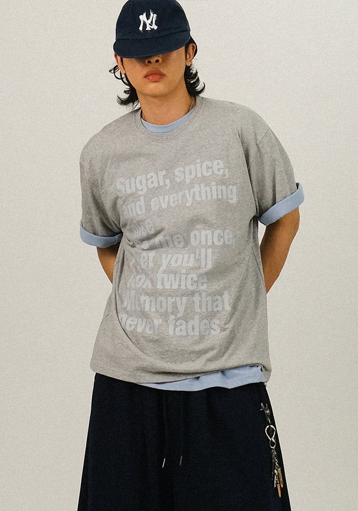 SEMIKAJI(セミカジ)の「HZ Lettering Printing Overfit 1/2 T(Tops)」