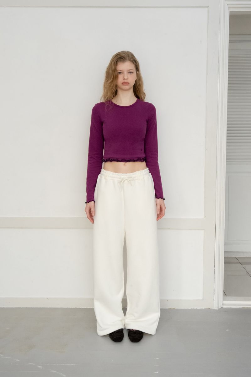 Frill crop t-shirt_purple