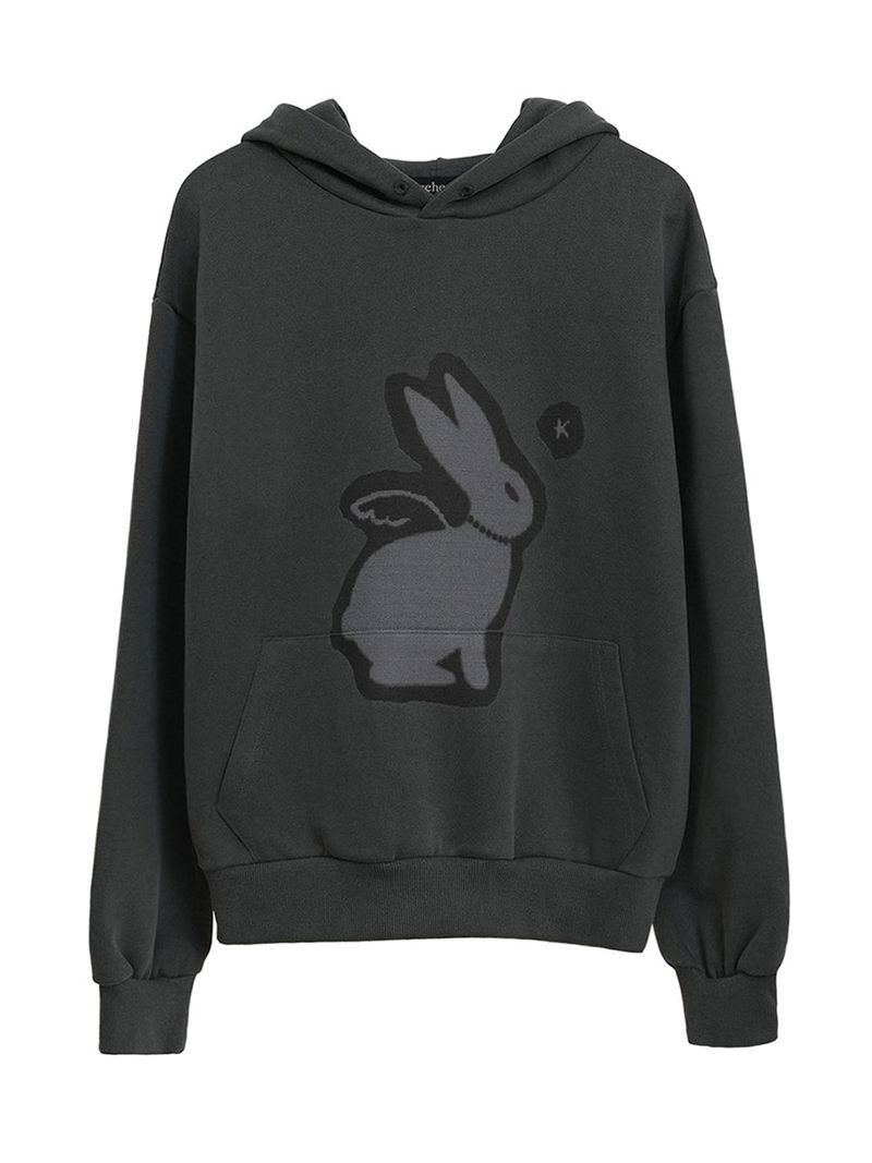 RABBIT ANGEL HOODIE_CHARCOAL