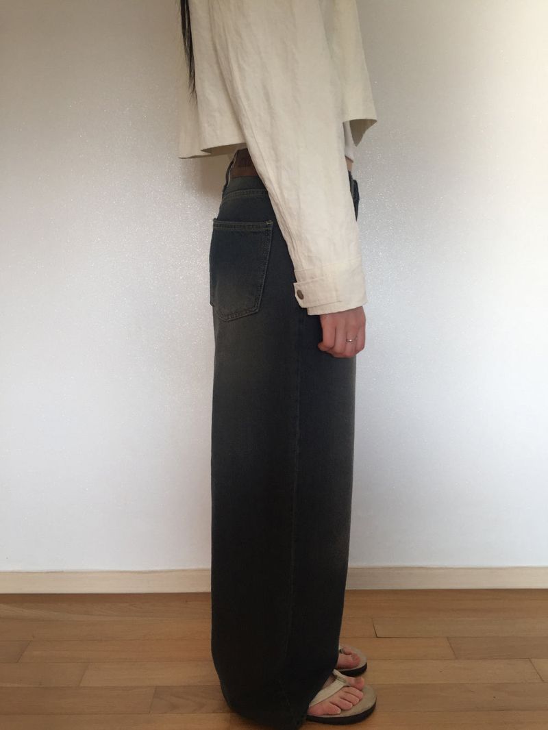 Touch denim wide long pants (2 colors)