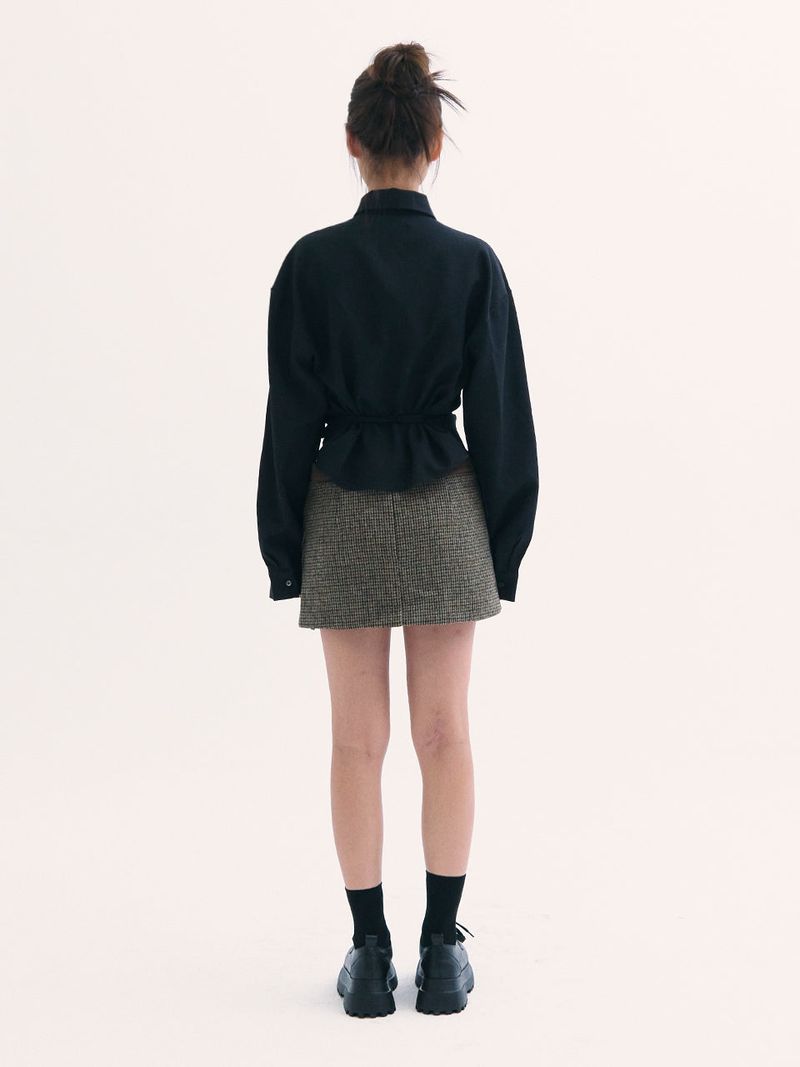 Leona shirring shirts BLACK