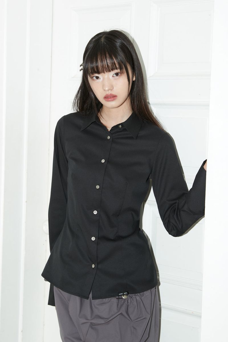 SLIM LINE CUFFS SHIRTS (BLACK)