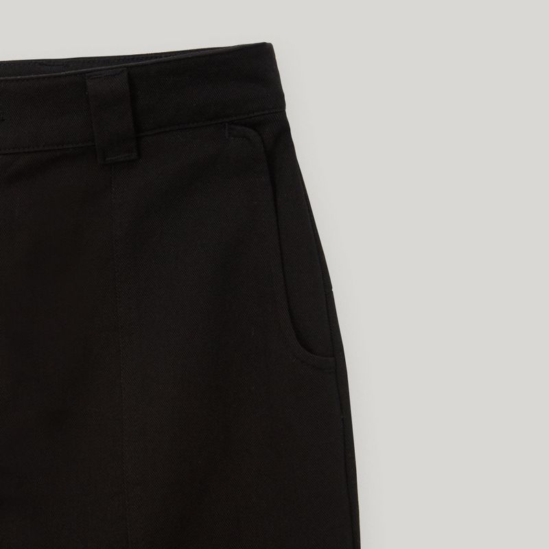 Black Slit Snap Long Pants