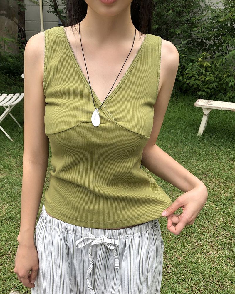 WONDER WONDER（ワンダーワンダー）の「Piyo V-neck V-neck lace sleeveless shirt（Tops）」