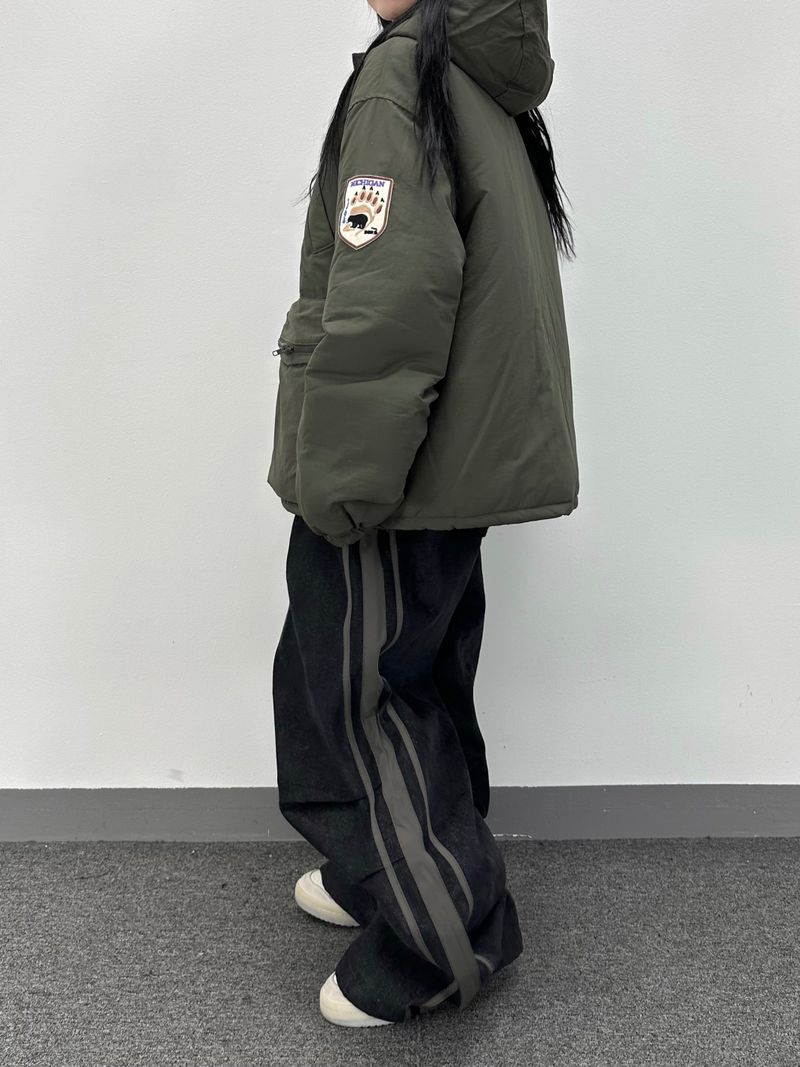 media track denim pants