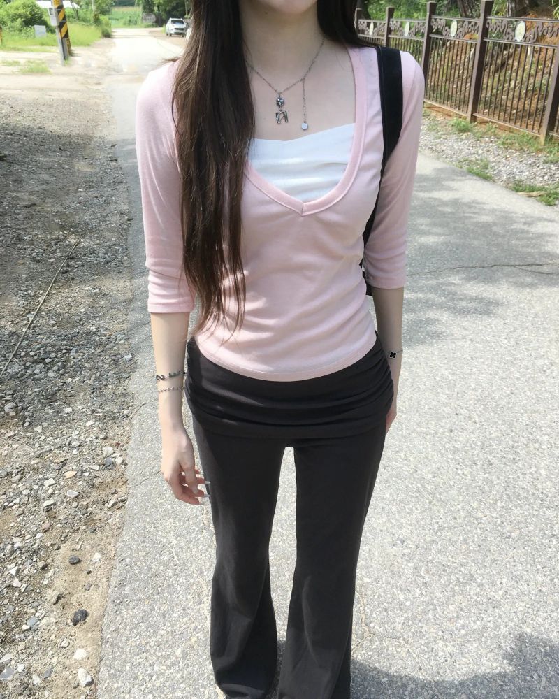 V neck layered T