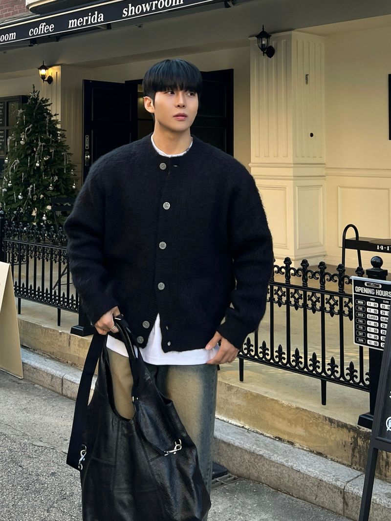 Brush wool cardigan