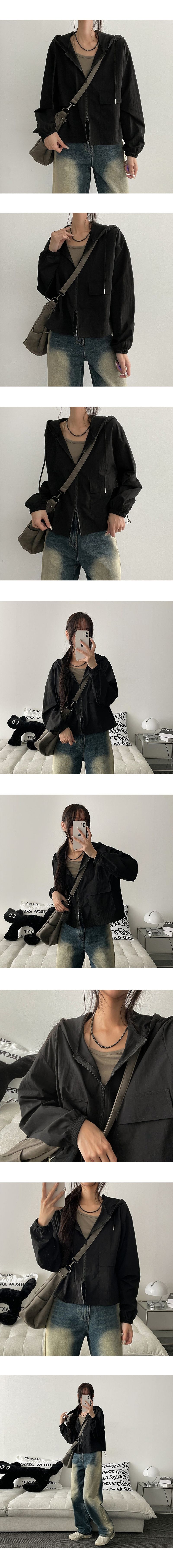 Windy Two-Way Big Pocket Hooded Windbreaker
