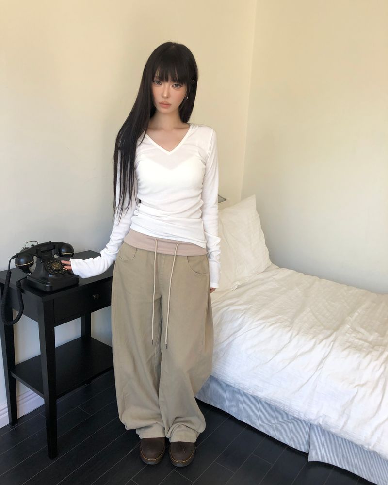 Yuern Folding Wide-Leg Pants