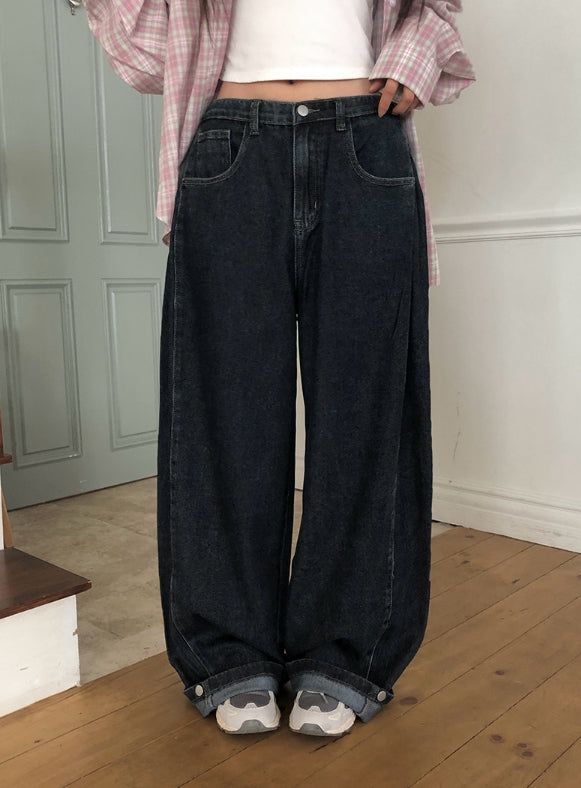 anyonemore（エニーワンモアー）の「フォトンピンタックスナップウォッシュ加工ワイドデニムパンツ（パンツ）」