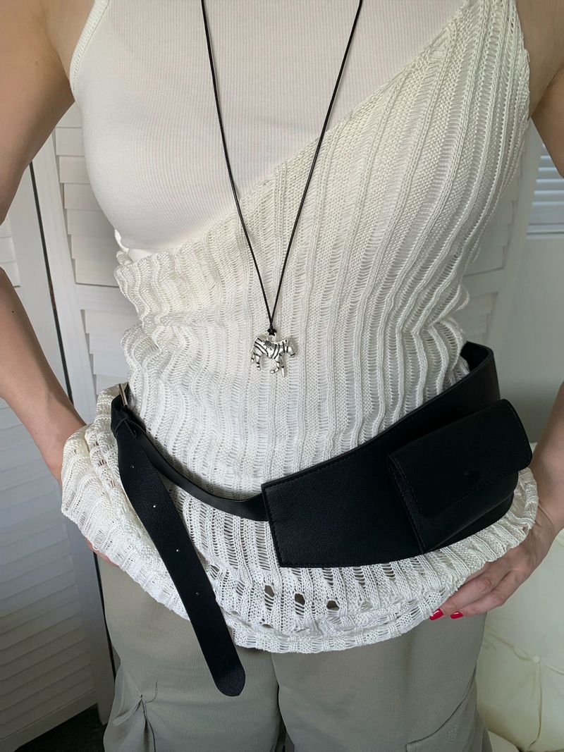 Silver zebra long necklace