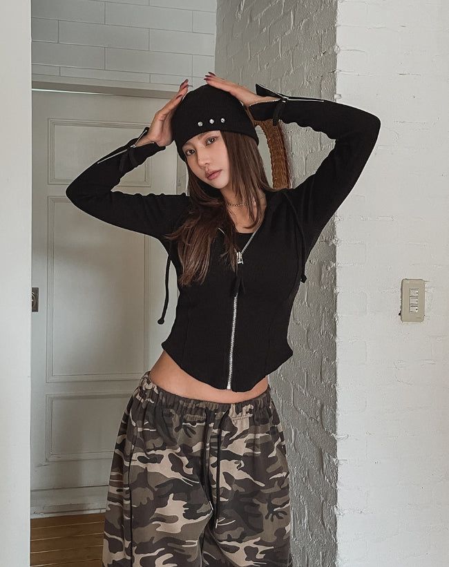 ULAN(ユレン)の「Kind zipper ribbed slim hoodie zip-up(Tops)」
