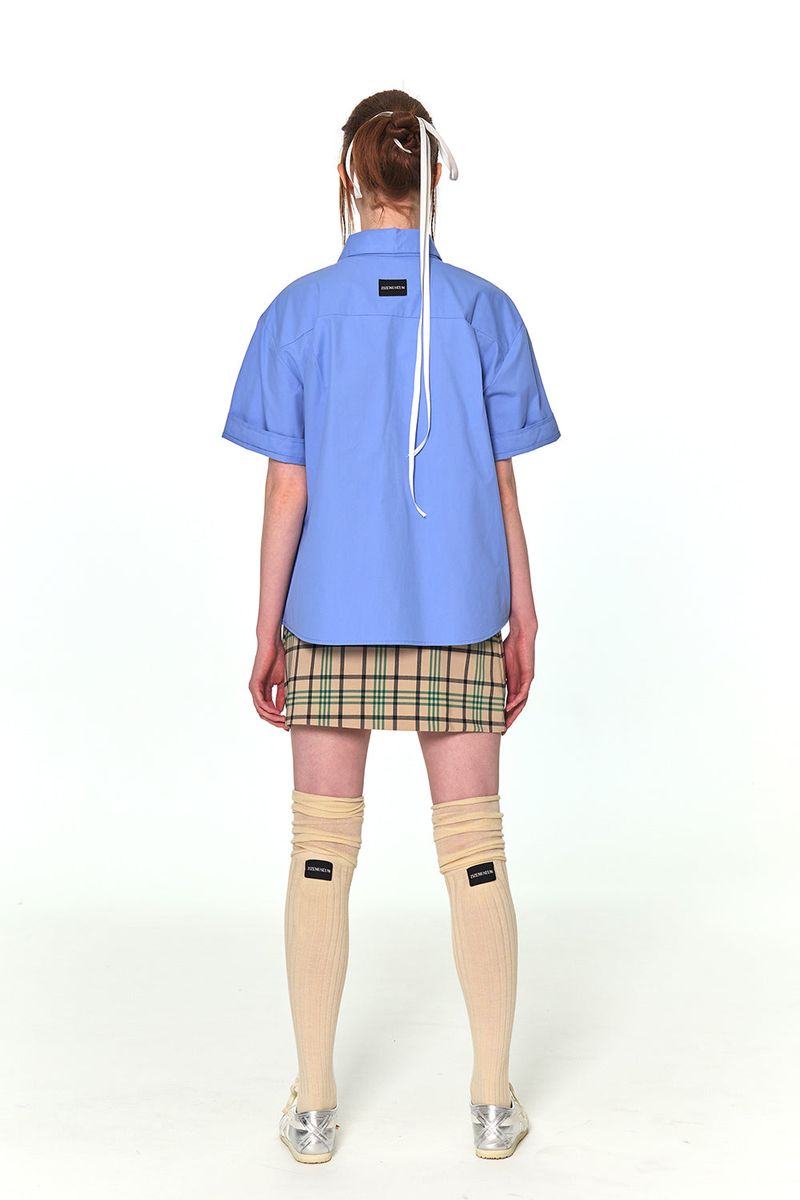 HALF COTTON OVERFIT SHIRTS (BLUE)