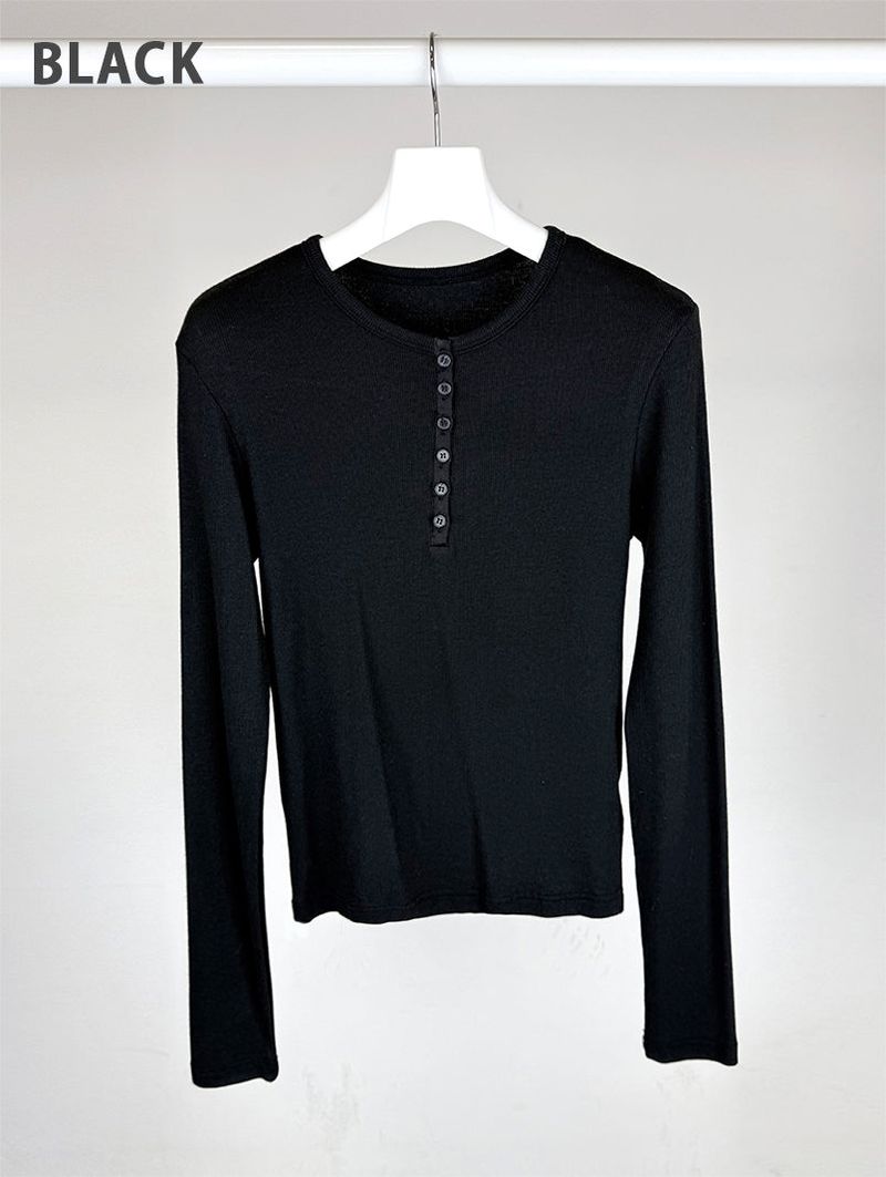 BUTTON RIBBED LONG SLEEVE (4C)