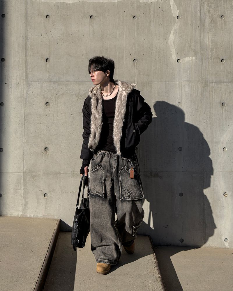 Morik Utility Pocket Wide Denim Pants