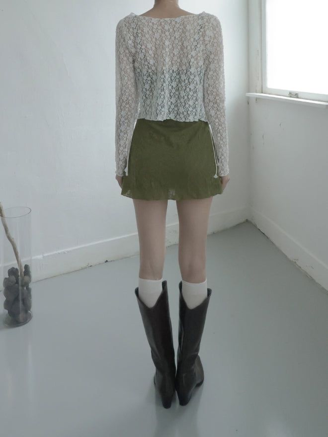 Muse Embossed See-through Lace Cardigan