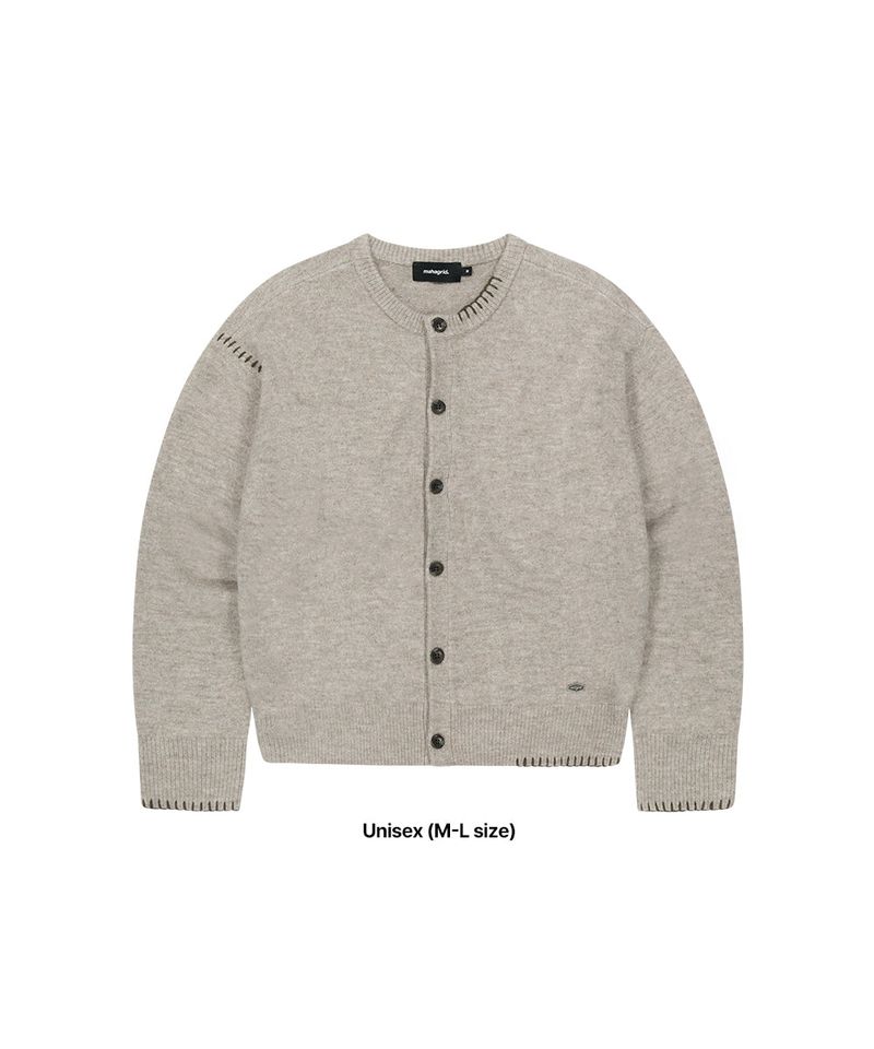 ROUND BUTTON UP CROP CARDIGAN_BEIGE