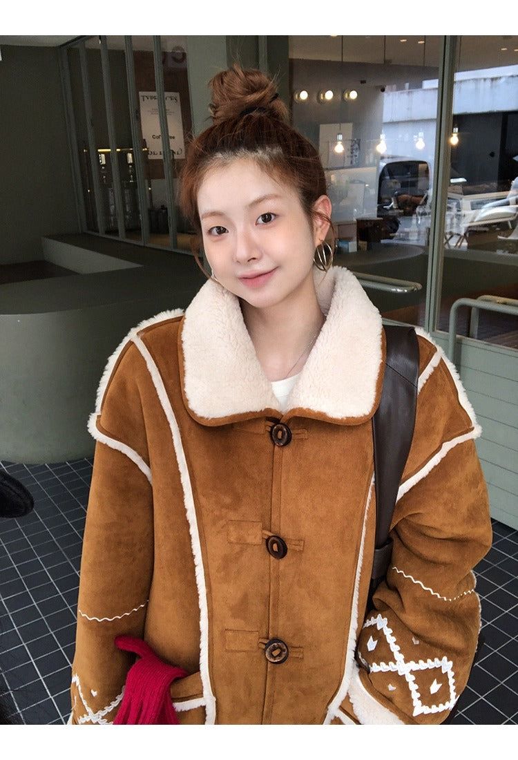 Camel suede oversized fit coat