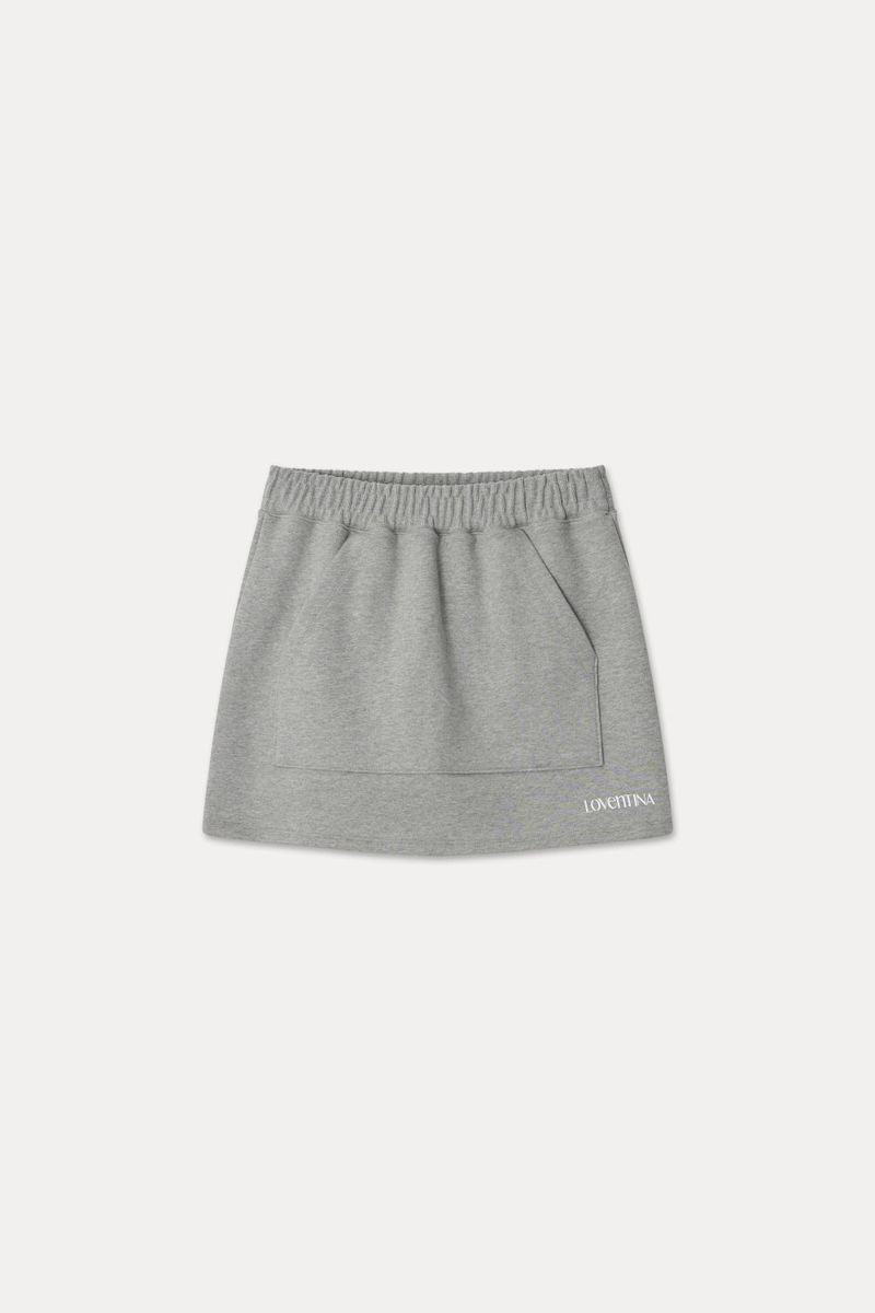 BIO SWEAT LOGO SKIRT_MELANGE GRAY