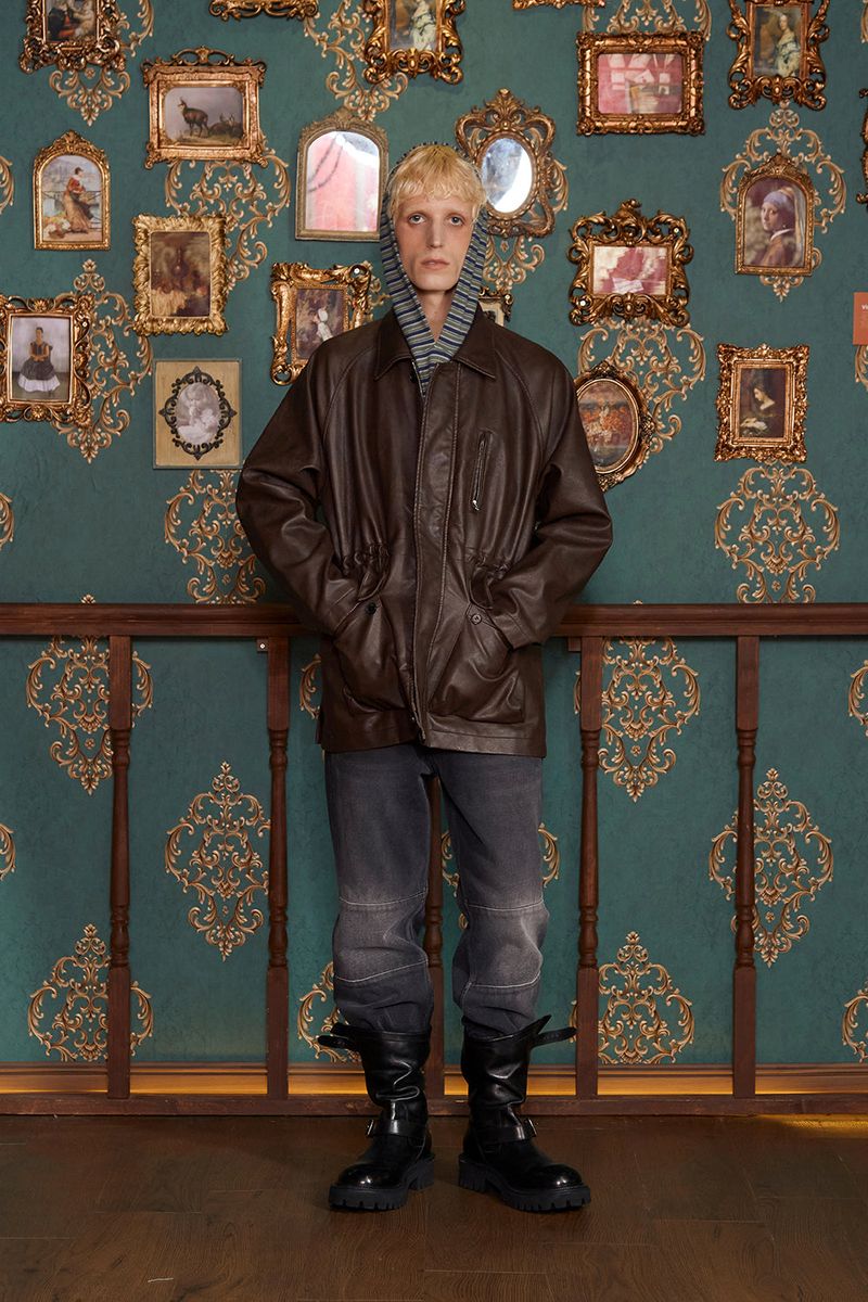 WASHED LEATHER FIELD JACKET / BROWN
