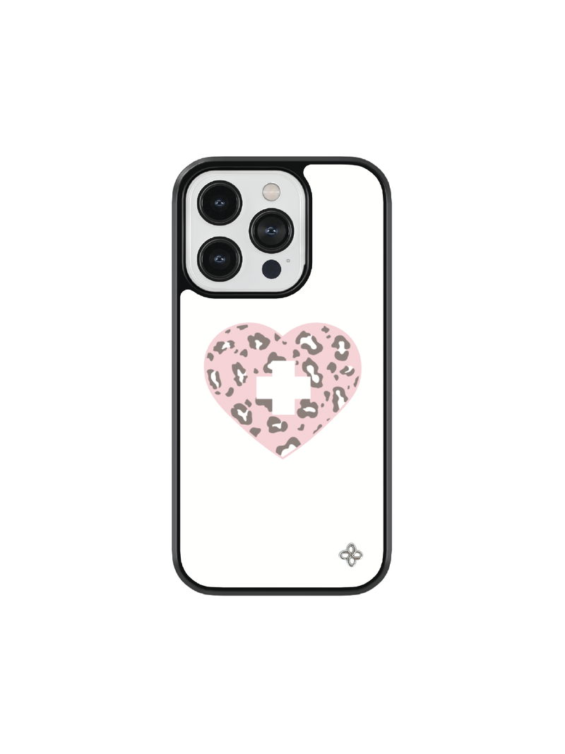 [Glass] Leopard Heart Case (Mag safe)