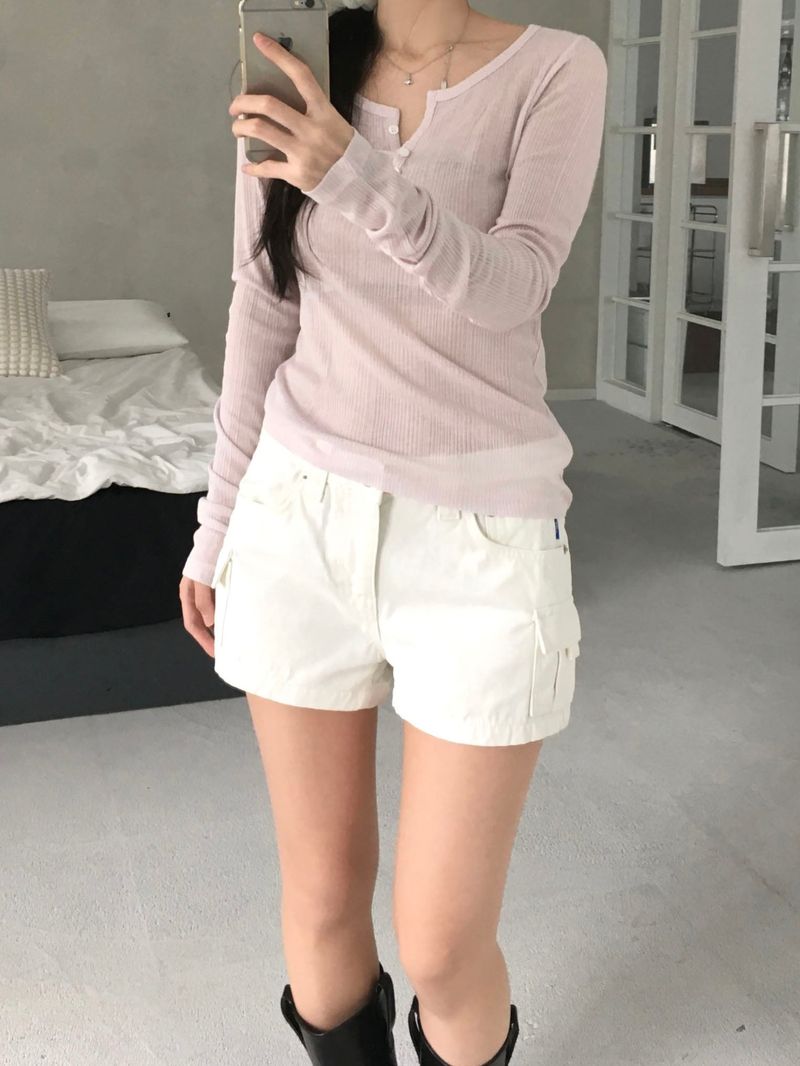 button long-sleeved T-shirt (2 colors)