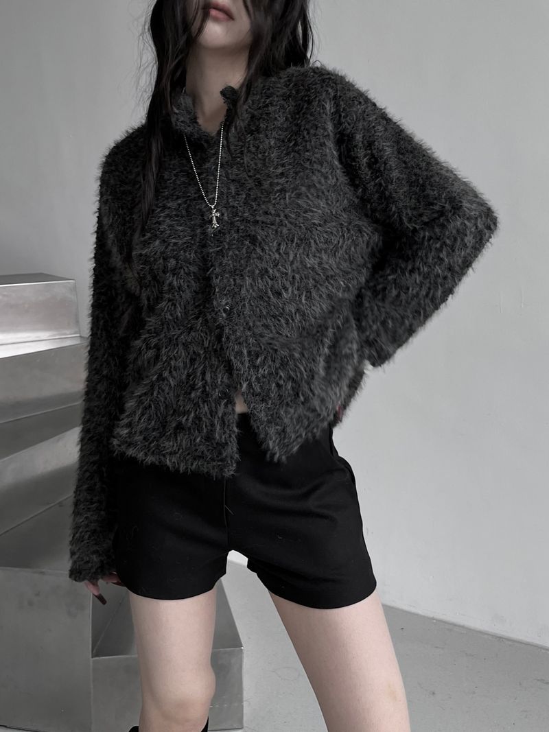 URBAN UNIQUE（アーバンユニーク）の「fuzzy airy round knit cardigan (2color)（Tops）」