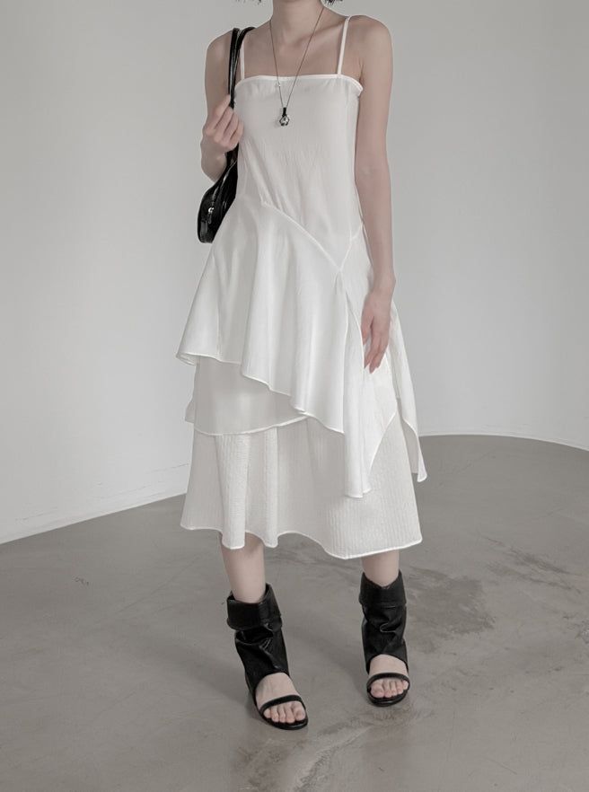 mnem（ムネム）の「Leri Unbalanced Chiffon Flare One Piece（Dresses）」