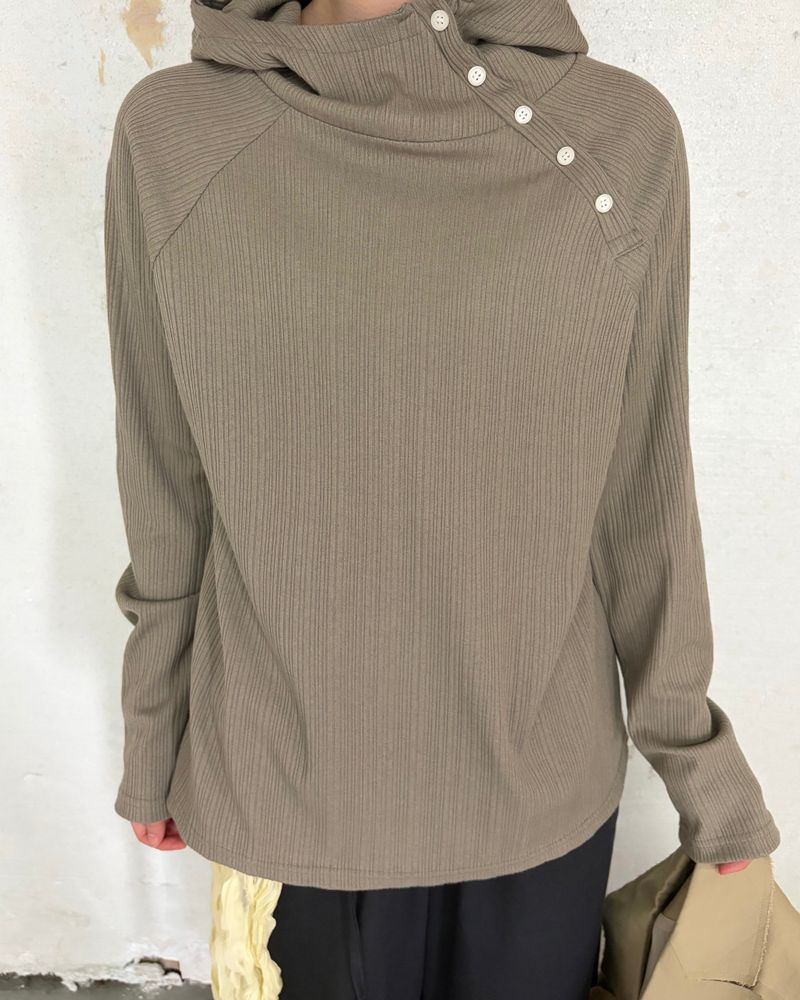 Diagonal Henley Hoodie